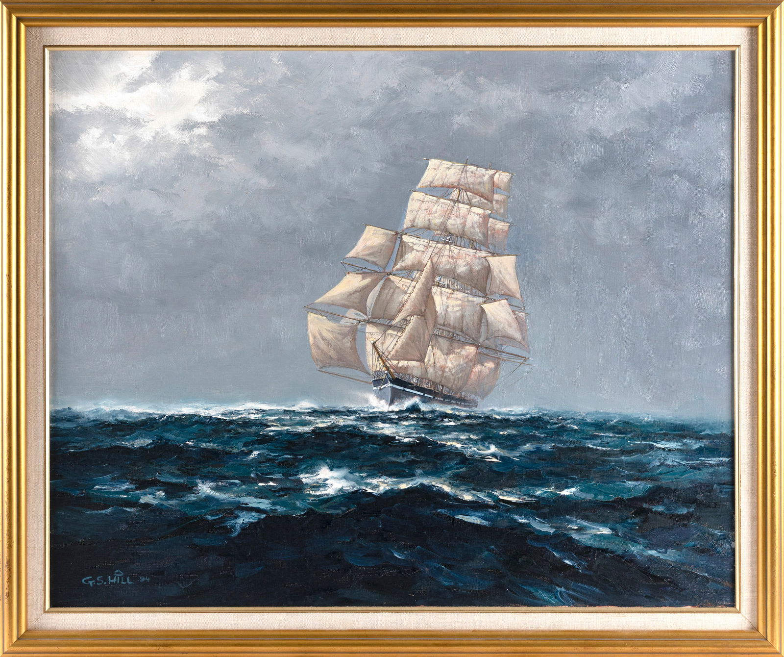 GREGORY (G.S.) HILL (California, 1944-), "Barque Selkirkshire"., Oil on canvas, 24" x 30". Framed (1 of 2)