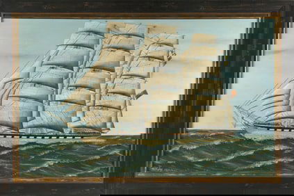 BRITISH SCHOOL (Dated 1901,), The ship Olive., Oil on board, 22" x 36.5". Framed 27" x 40".