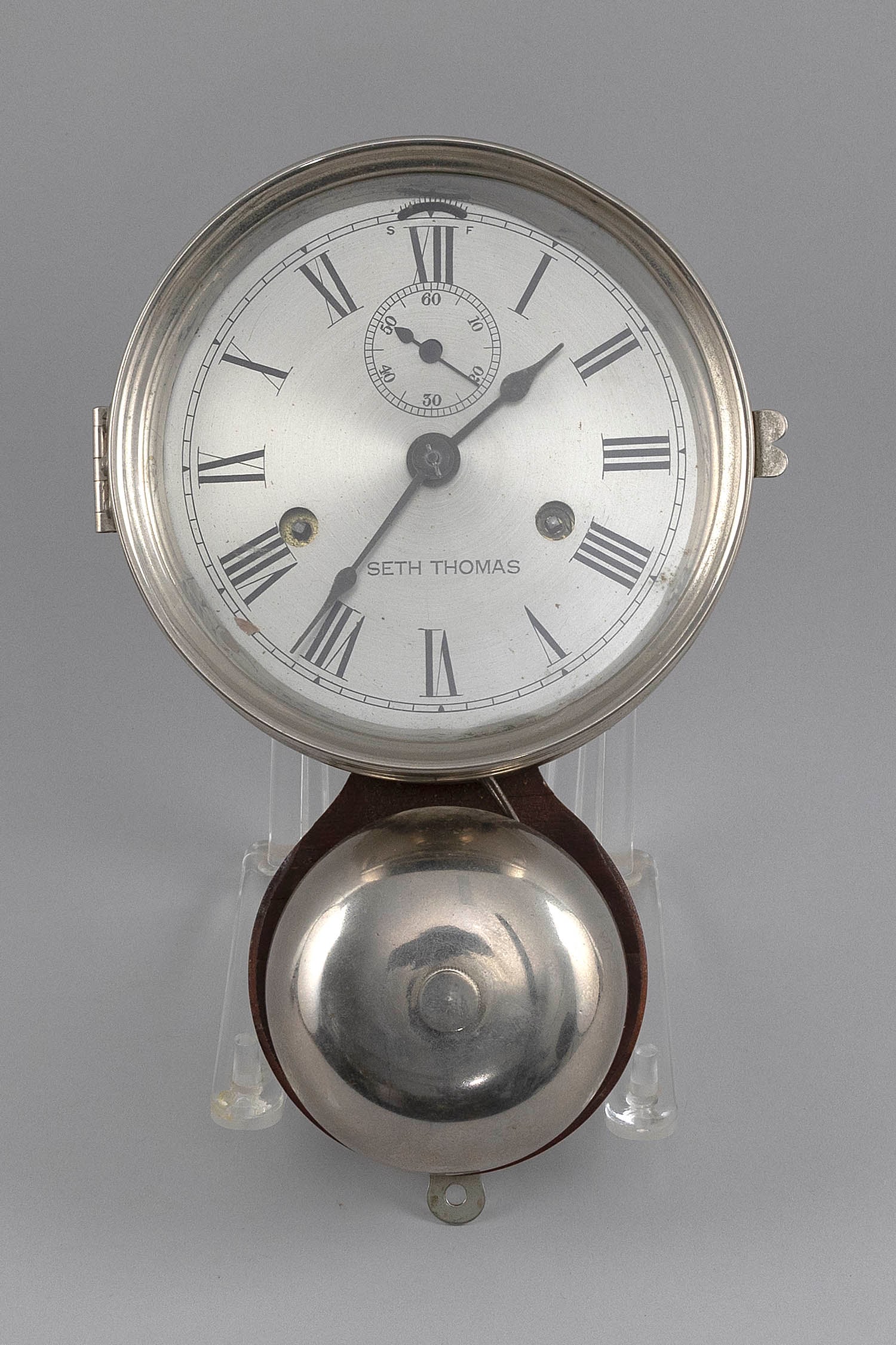 SETH THOMAS SHIP'S BELL CLOCK Early 19th Century Height 11". Face diameter 6".: SETH THOMAS SHIP'S BELL CLOCKEarly 19th CenturyFace marked "Seth Thomas".Height 11". Face diameter 6".