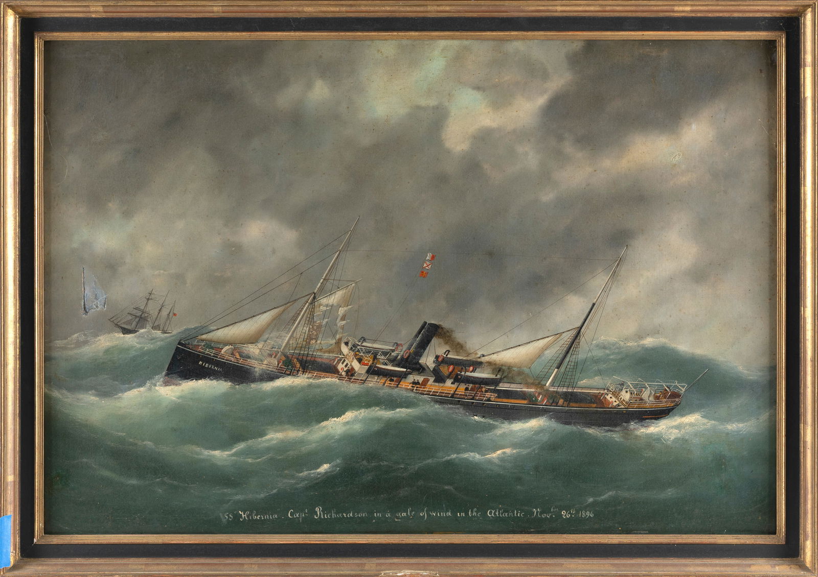 AMERICAN OR ENGLISH SCHOOL (19th Century,), "SS Hubernia Capt. Richardson in a Gale of Wind in the (1 of 2)