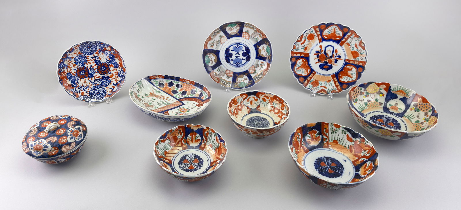 NINE JAPANESE IMARI PORCELAIN TABLEWARES Late 19th/Early 20th Century Lengths to 10.5". (1 of 1)