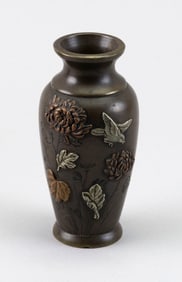 JAPANESE MIXED METAL VASE Meiji Period Height 4.5".