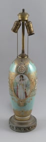 NIPPON MORIAGE PORCELAIN HAND-PAINTED CABINET VASE MOUNTED AS A TABLE LAMP Early 20th Century Vase