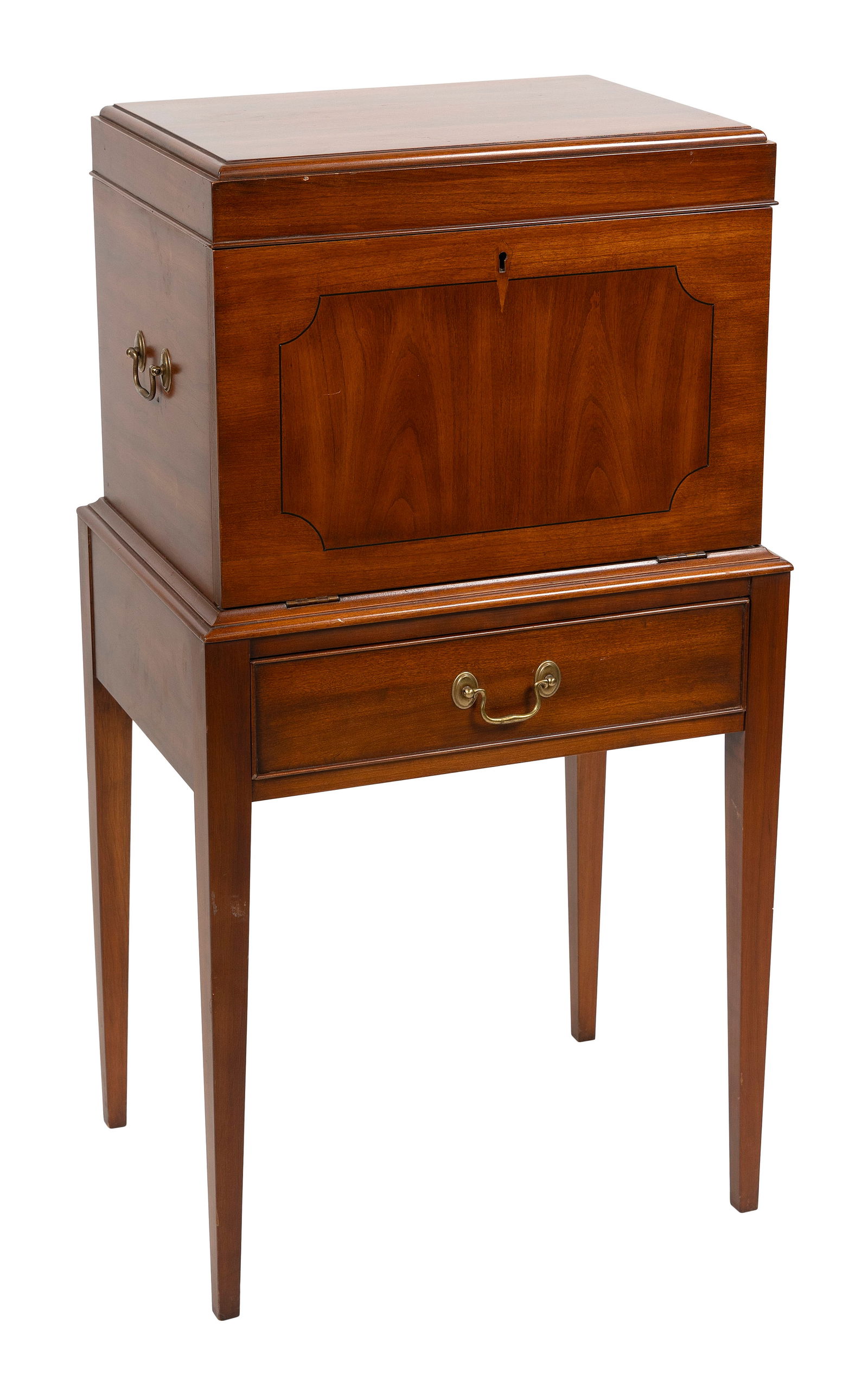 HENKEL HARRIS MAHOGANY FLATWARE CHEST Mid- to Late 20th Century Height 40". Width 21.25". Depth (1 of 2)