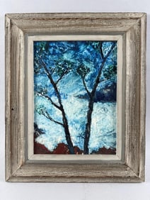 ELIAS NEWMAN (New York/Israel, 1903-1999), "Mood in Blue"., Encaustic on board, 12" x 9". Framed 18"