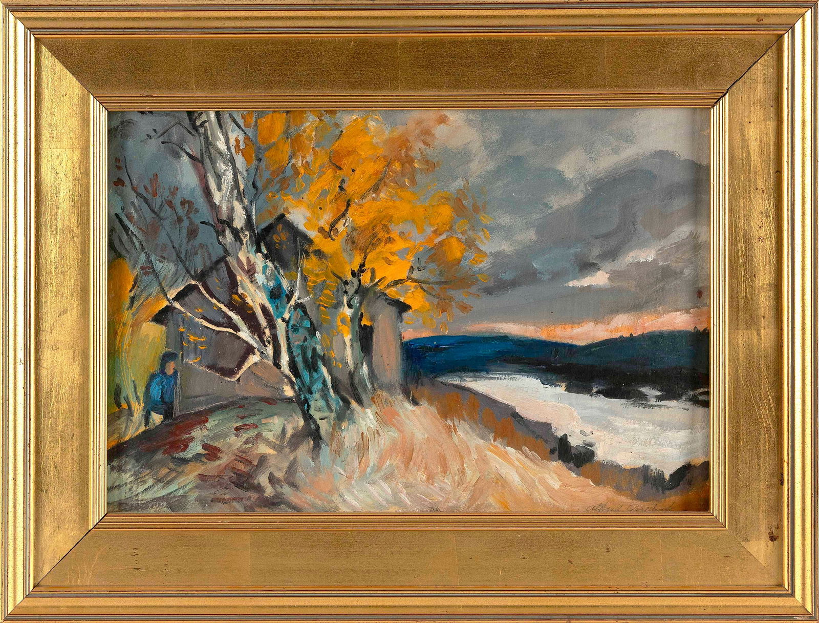 ALFRED P. CZEREPAK (Massachusetts, 1928-1986), Autumnal river landscape., Oil on canvas, 12" x 18". (1 of 2)