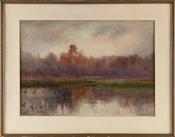 SAMUEL PETER ROLT TRISCOTT (Massachusetts/Maine, 1846-1925), Marsh landscape., Watercolor on paper,