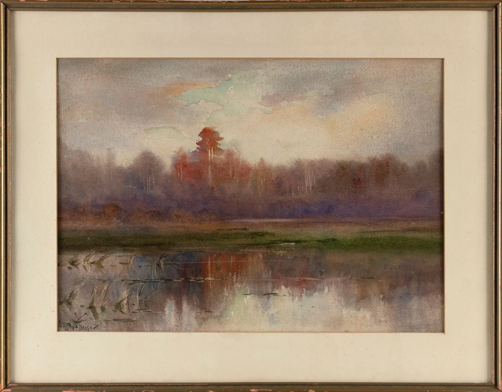 SAMUEL PETER ROLT TRISCOTT (Massachusetts/Maine, 1846-1925), Marsh landscape., Watercolor on paper, (1 of 2)