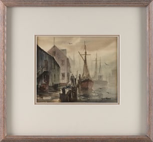JOHN CUTHBERT HARE (Massachusetts/Florida, 1908-1978), Drifting Mist, Gloucester., Watercolor on