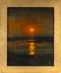 THEODORE TIHANSKY (Maine, Contemporary), Sunset seascape., Oil on plywood, 32" x 25.5". Framed 39" x