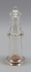 "GAY HEAD LIGHT" GLASS AND SAND PAPERWEIGHT SOUVENIR 19th Century Height 6".