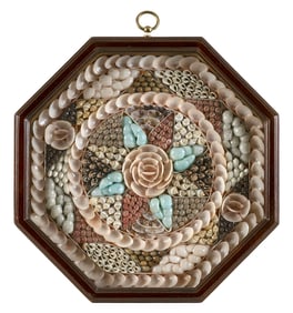 CONTEMPORARY SAILOR'S VALENTINE Framed 10" x 10".