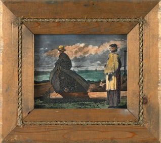 AFTER WINSLOW HOMER (20th Century,), "Daddy's Coming"., Colored engraving on celluloid, 8" x 10".