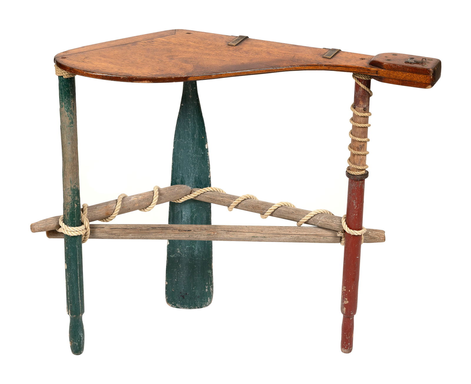 UNIQUE SIDE TABLE MADE FROM A BOAT RUDDER AND OARS Early 20th Century Height 33". Length 36". (1 of 1)