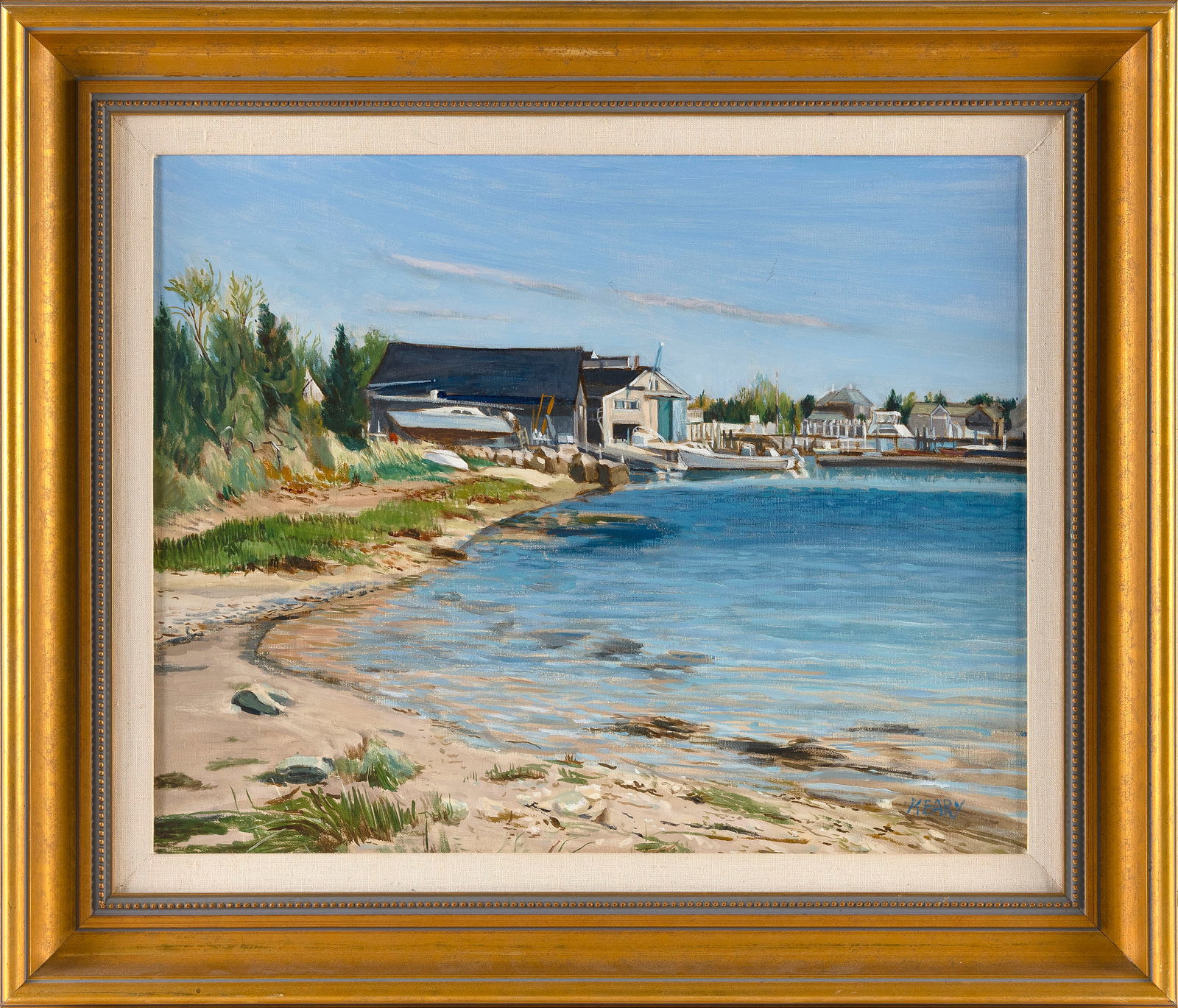 MARJORIE A. KEARY (Massachusetts, 1924-2022), Crosby Yacht Yard, Osterville, Massachusetts., Oil on (1 of 2)