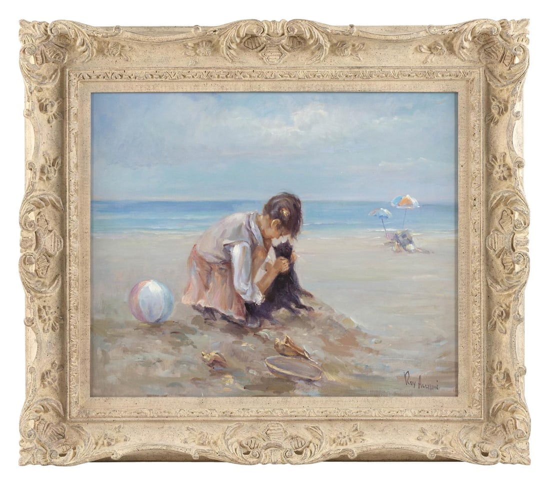 ROY ALLISON (America, 20th Century), A day at the beach., Oil on canvas, 20" x 24". Framed 28" x (1 of 3)