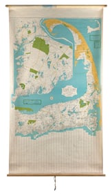 CARL MILLER ROLL-UP MAP OF BARNSTABLE COUNTY, MASSACHUSETTS Circa 1960 72" x 42".
