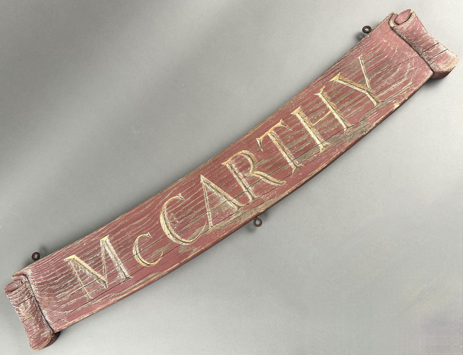 PAUL WHITE CARVED WOODEN QUARTERBOARD Cape Cod, Contemporary Length 33". (1 of 2)