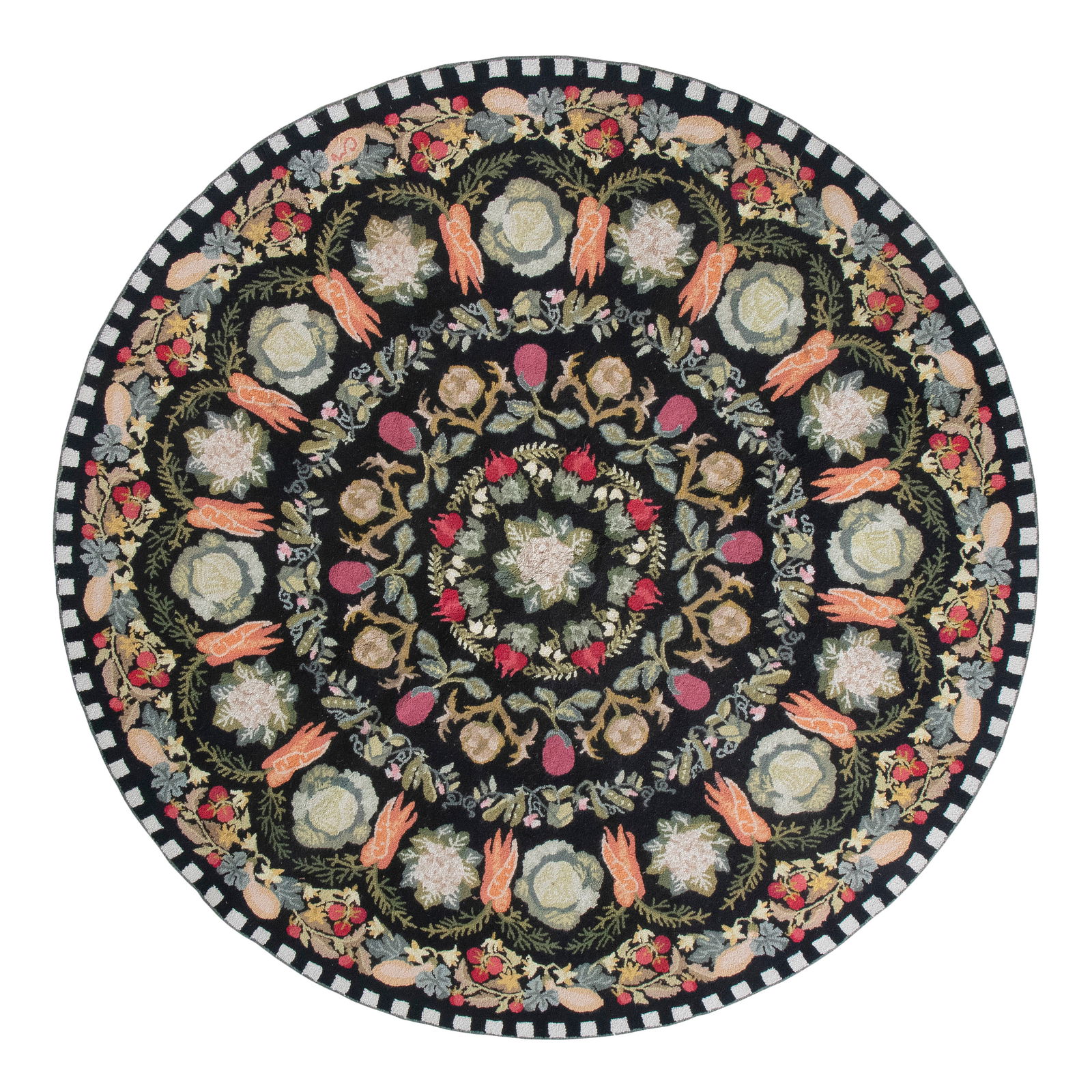 CLAIRE MURRAY "HARVEST" HOOKED RUG 20th Century Diameter 8'0". (1 of 1)