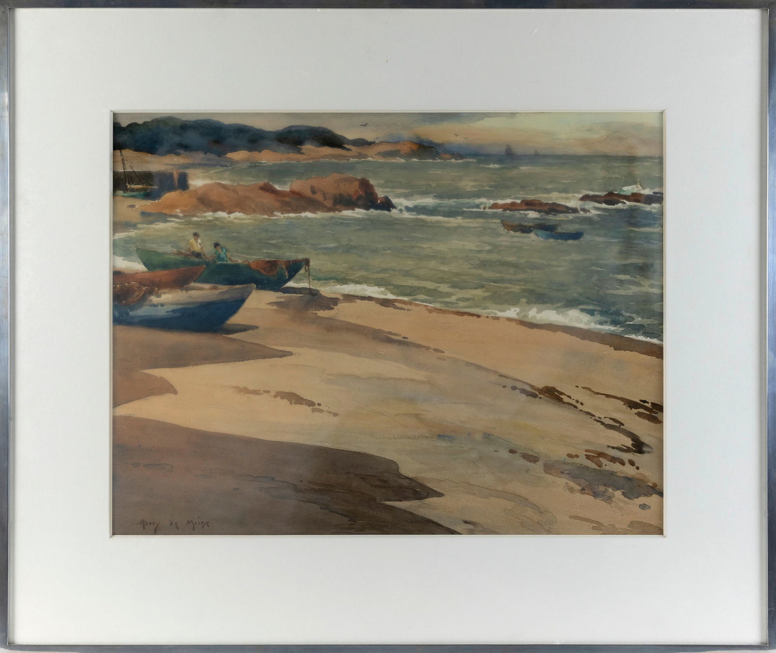 HARRY DE MAINE (New York/Maine/England, 1880-1952), Shore scene, possibly Maine., Watercolor on (1 of 2)
