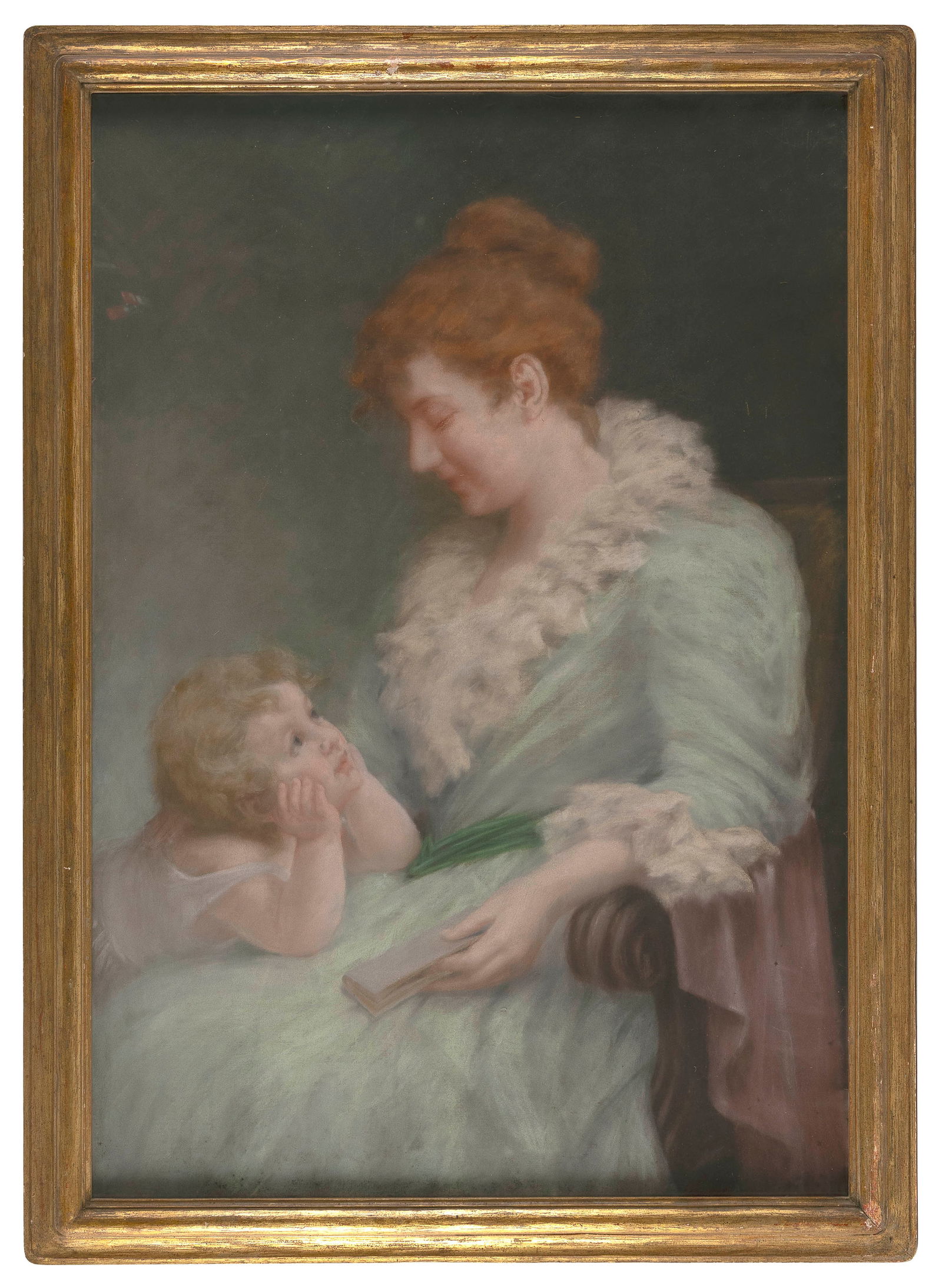 SAMUEL HENRY RIGBY (California/England, 1852-1931), Mother and child., Pastel and oil on canvas, 26" (1 of 2)