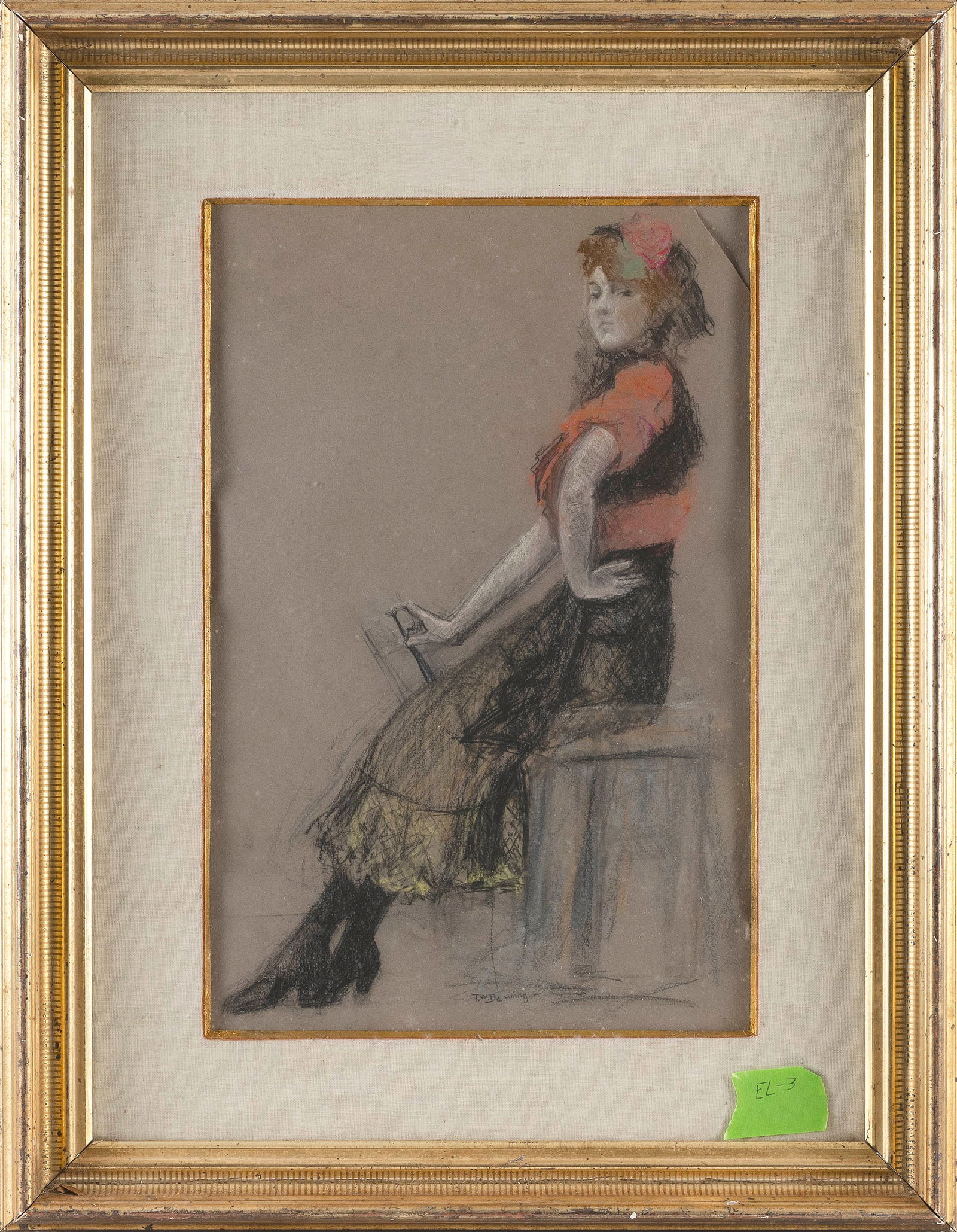 THOMAS WILMER DEWING (New York/New Hampshire, 1851-1938), Portrait of a seated young woman wearing a (1 of 2)