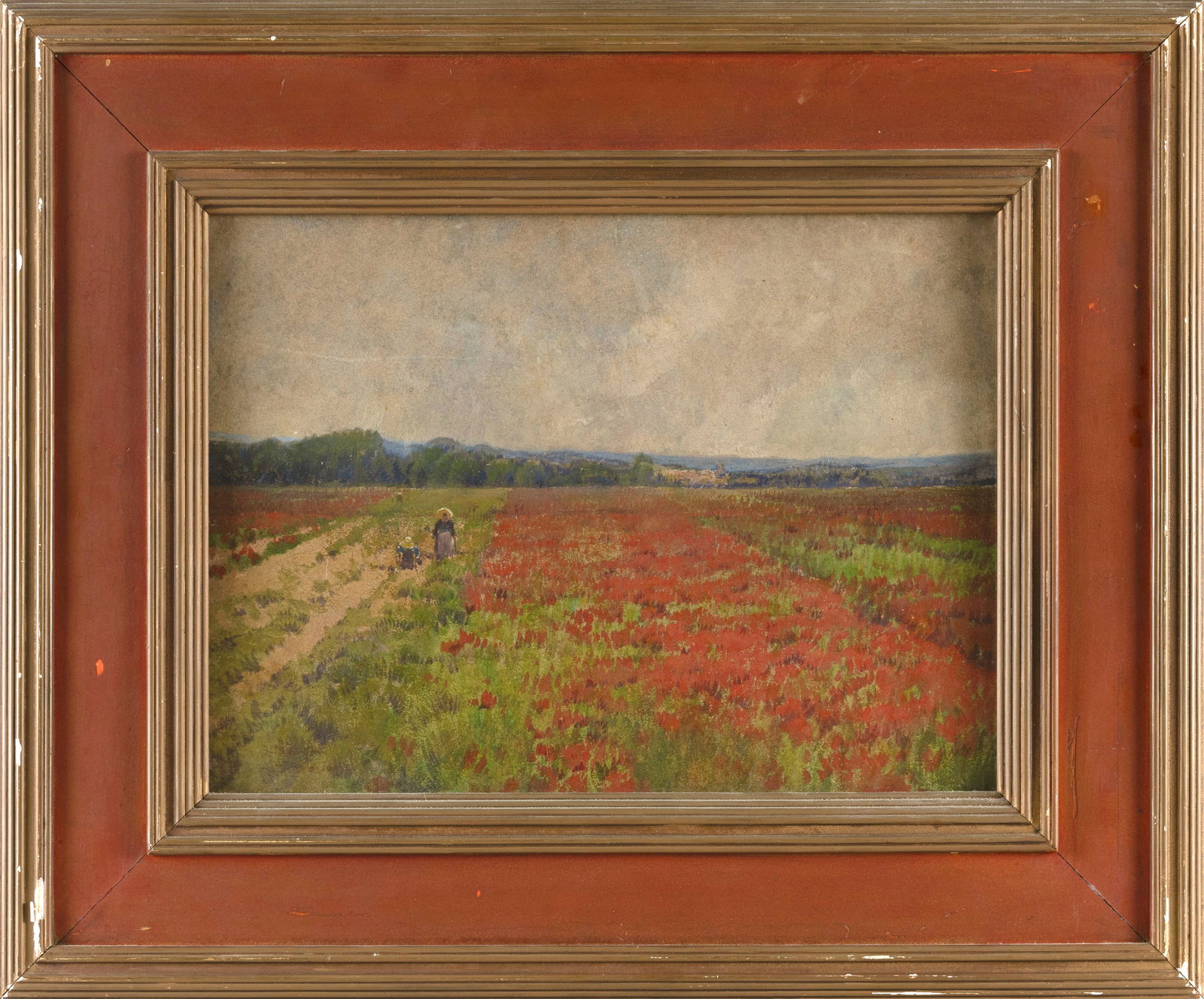HEZEKIAH ANTHONY DYER (Rhode Island/Europe, 1872-1943), Poppy fields., Watercolor on board, 10.5" x (1 of 2)