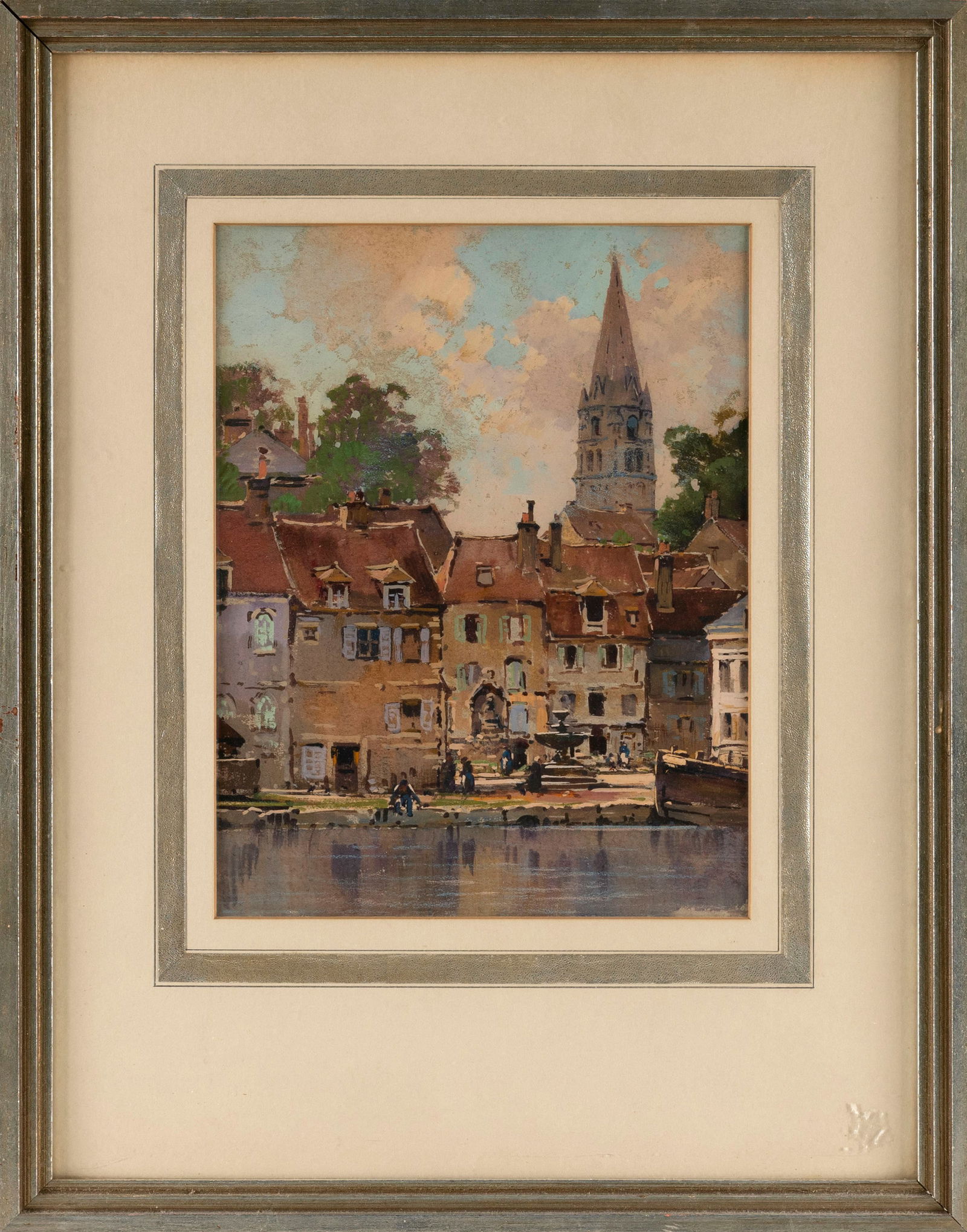 HEZEKIAH ANTHONY DYER (Rhode Island/Europe, 1872-1943), "Along the Waterfront - Auxerre"., (1 of 2)