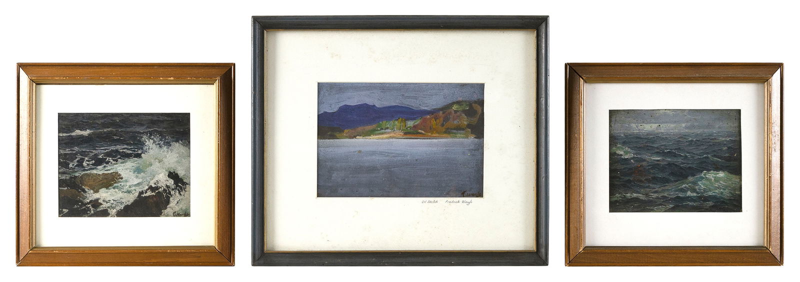 FREDERICK JUDD WAUGH (New Jersey/Massachusetts, 1861-1940), Three sketches:, Oils on panel, 5.5" x (1 of 2)