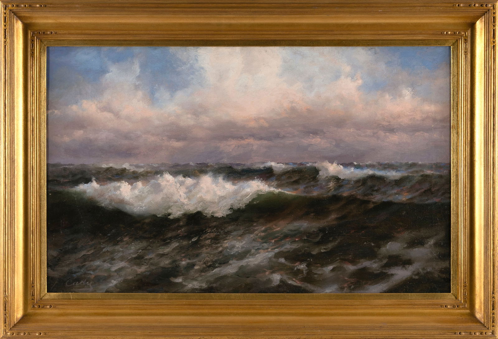 HENRY NEWELL CADY (Rhode Island/New Jersey, 1849-1935), Sunrise over crashing waves., Oil on canvas, (1 of 2)
