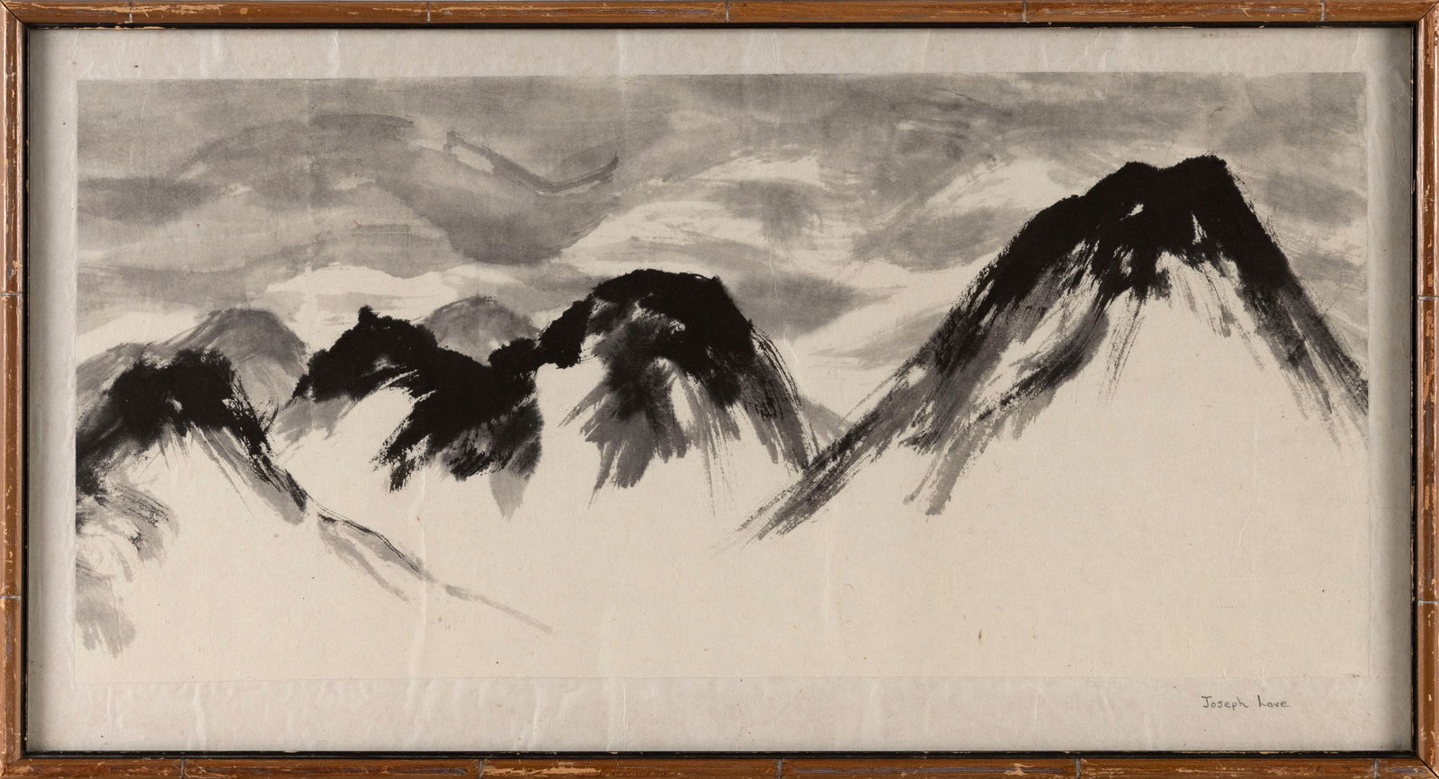 JOSEPH LOVE (Massachusetts/New York, 1929-1992), Mountain peaks., Watercolor en grisaille, 9.5" x (1 of 2)