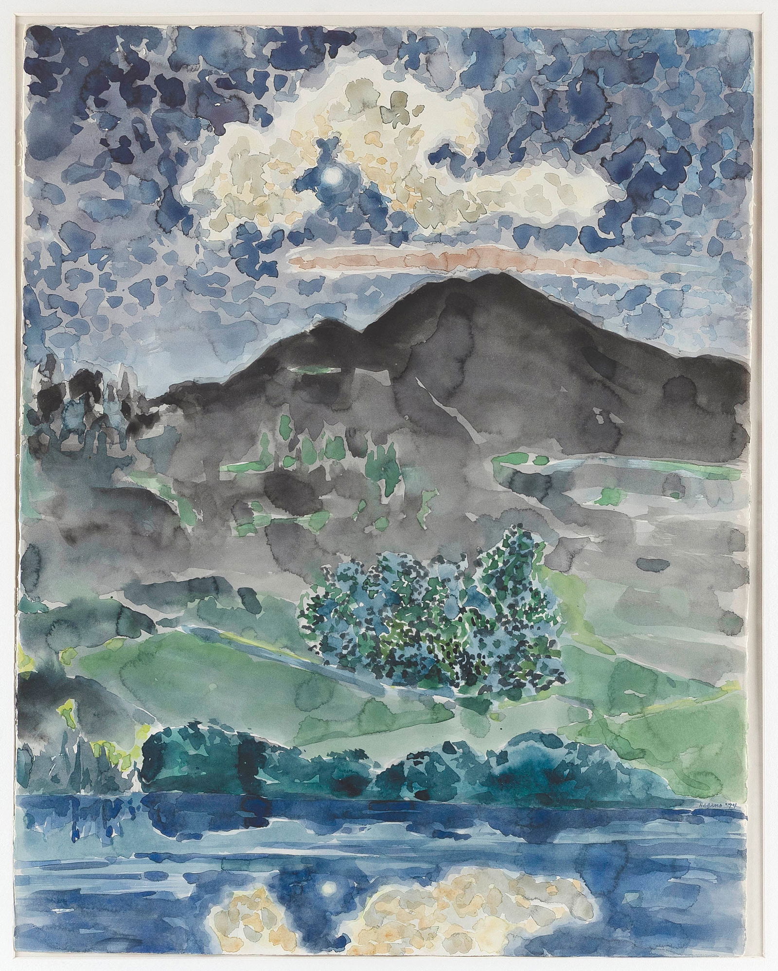 PAUL TATSUMI NAGANO (Massachusetts/Hawaii, 1938-), "Night at Mt. Aso"., Watercolor on wove paper, (1 of 3)
