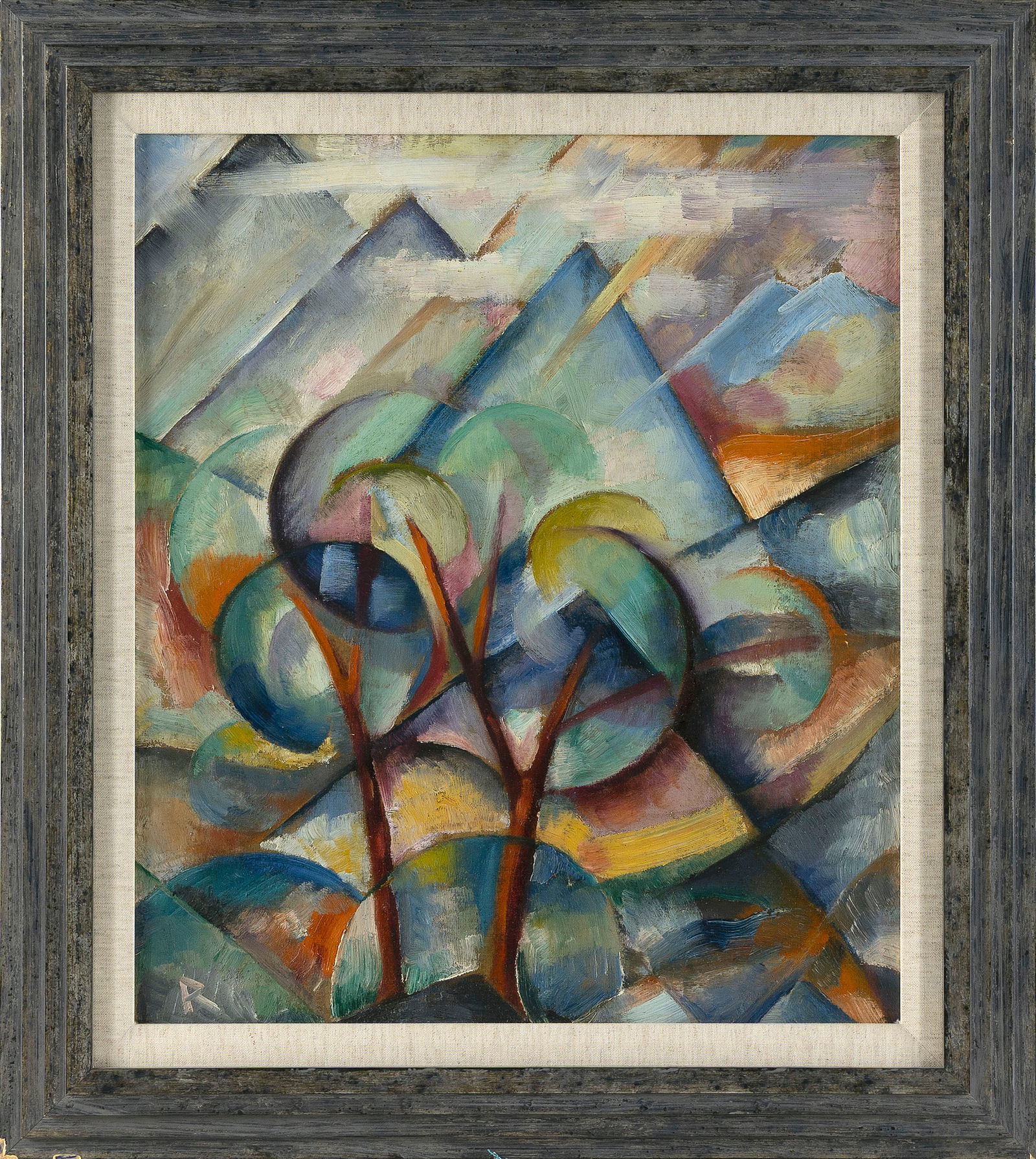 RICHARD WASLAV RYCHTARIK (Ohio/Czech Republic, 1894-1982), "Mountains and Trees"., Oil on board, 21" (1 of 2)