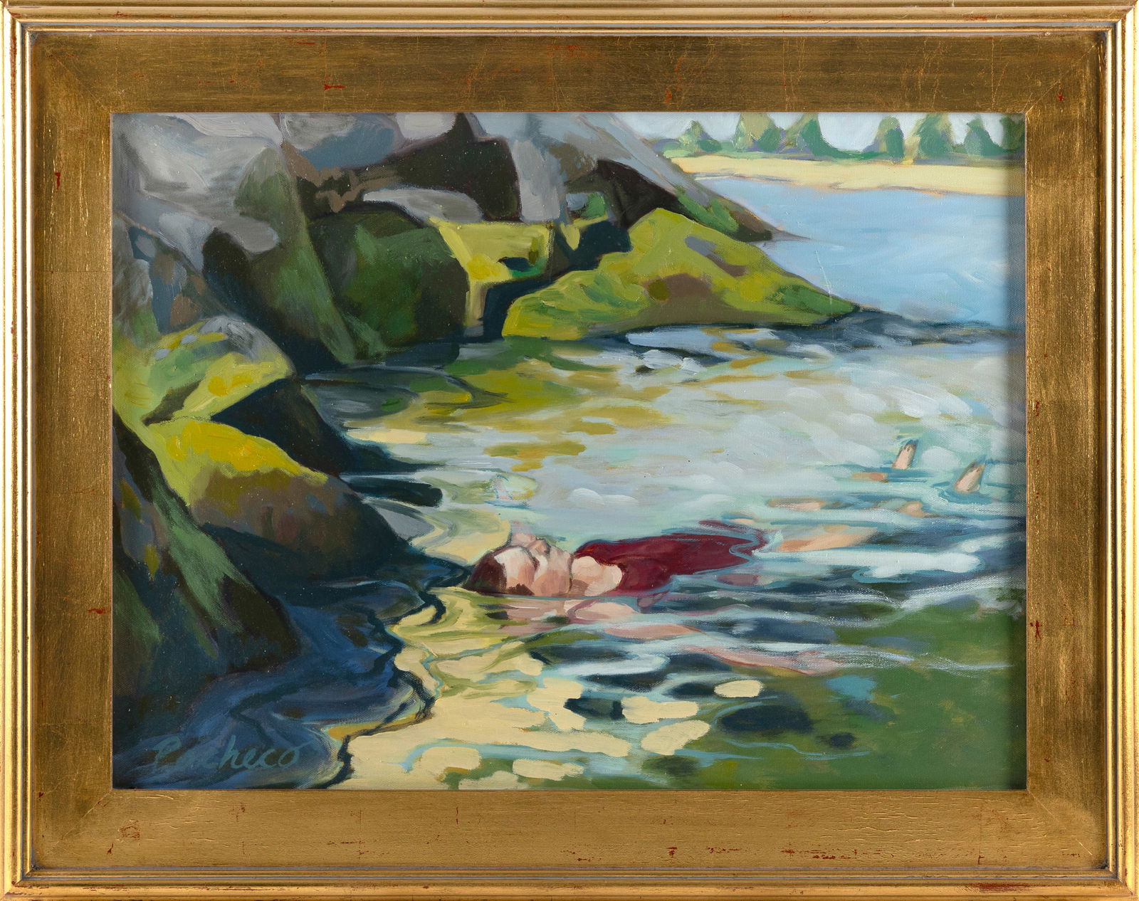 SUSAN (SUZIE) PACHECO (Massachusetts, Contemporary), "A Zen Meditation"., Oil on canvas, 18" x 24".: SUSAN (SUZIE) PACHECOMassachusetts, Contemporary"A Zen Meditation". Signed lower left "Pacheco". Titled verso.Oil on canvas, 18" x 24". Framed 24" x 30".