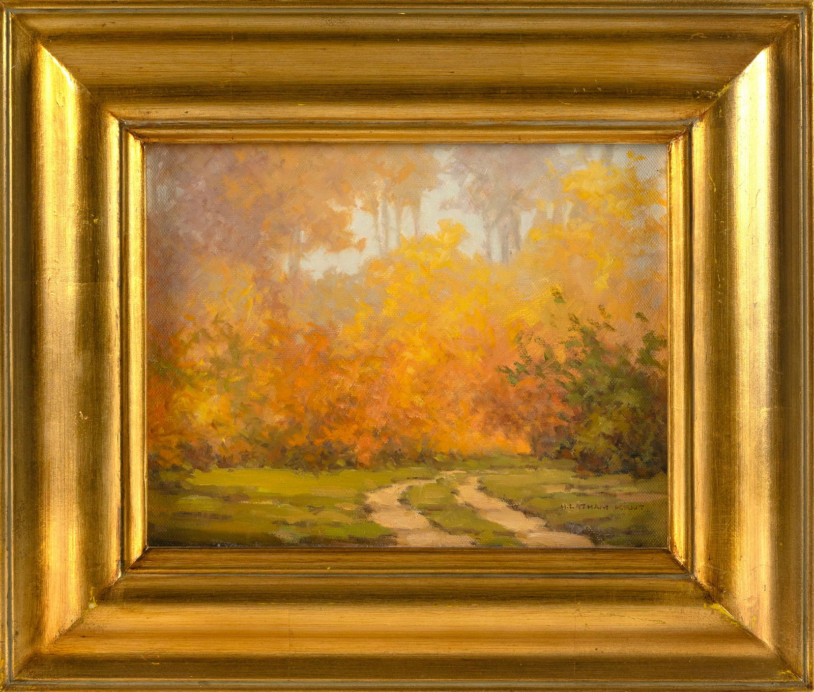 HERMAN LATHAM KENT (Massachusetts, 1930-2010), "Autumn Splendor"., Oil on board, 8" x 10". Framed (1 of 2)
