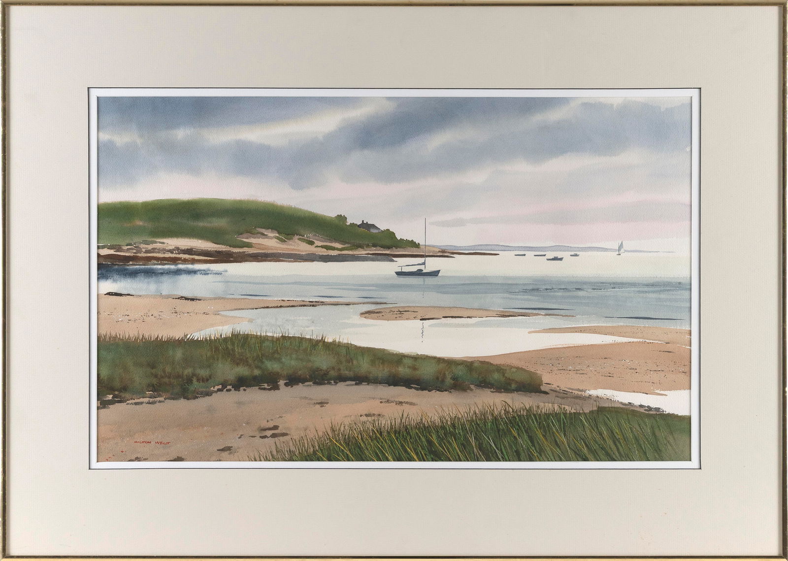 MILTON H. WELT (Massachusetts, 1914-2011), "Red River", 1992., Watercolor on cream woven paper, 16" (1 of 2)