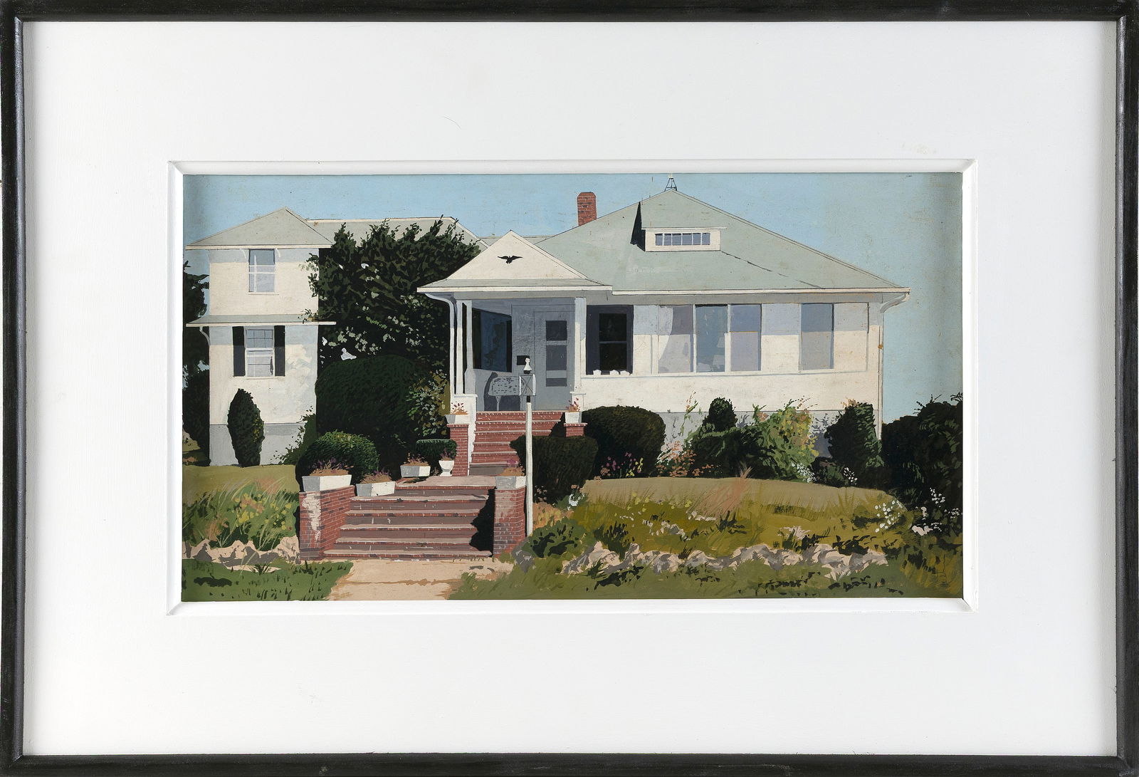 JOHN AUSTIN (Massachusetts/New York, 1918-2000), "Nantucket House, Clinton Ave"., Tempera on board, (1 of 2)