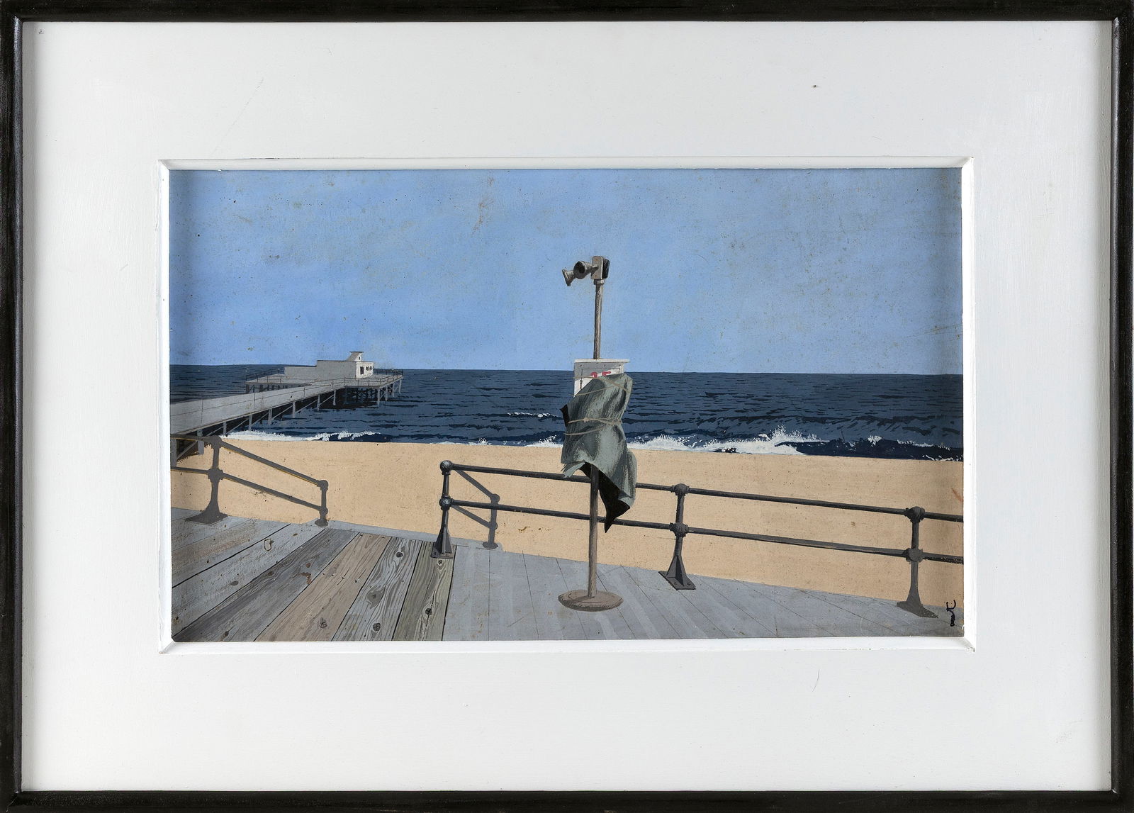 JOHN AUSTIN (Massachusetts/New York, 1918-2000), "Boardwalk"., Tempera on board, 14" x 23". Framed (1 of 2)
