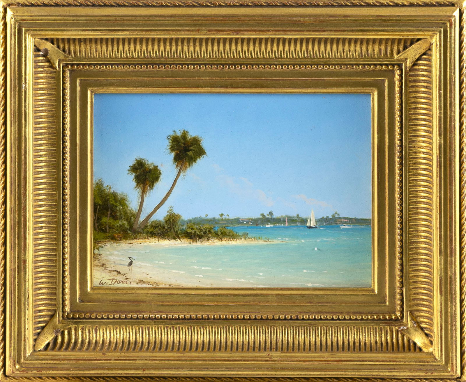 WILLIAM R. DAVIS (Massachusetts, 1952-), "Inland Waterway, Florida #2"., Oil on panel, 5" x 7". (1 of 2)