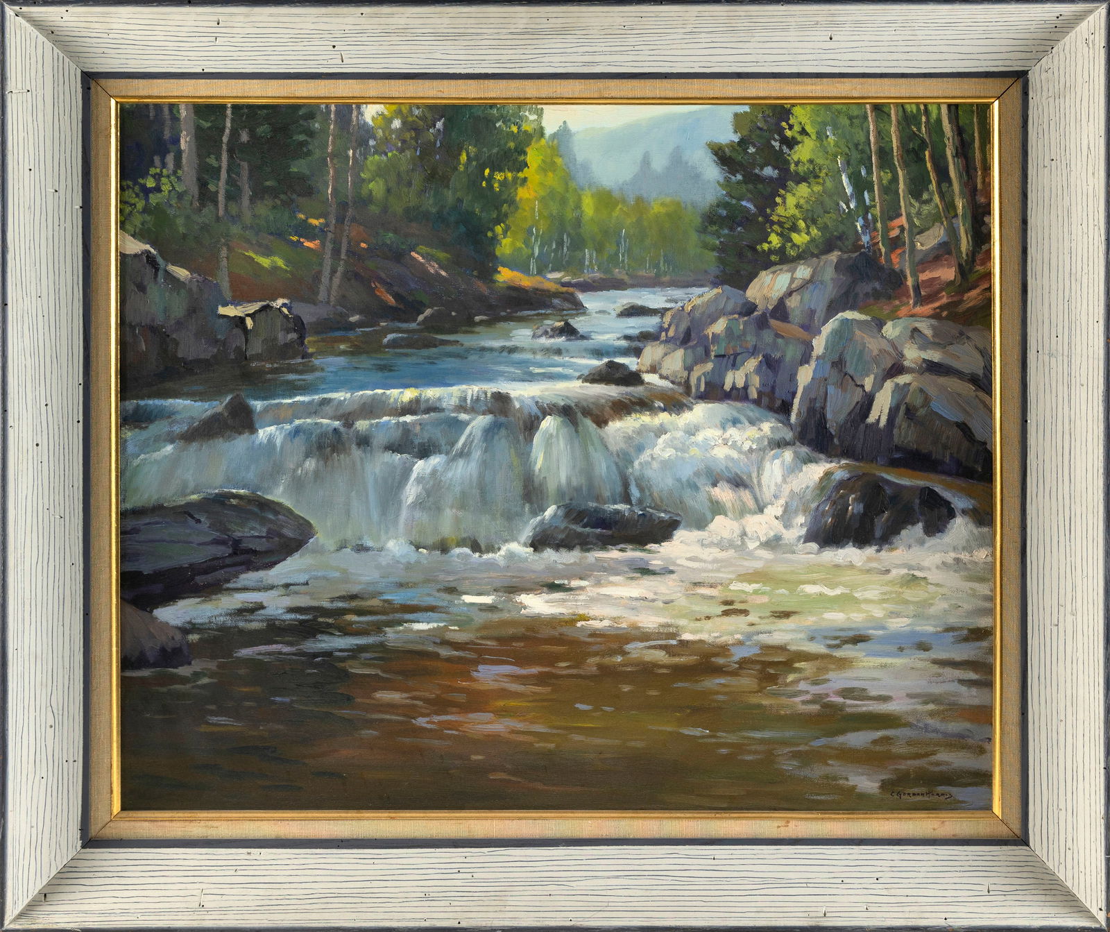 CHARLES GORDON HARRIS (Rhode Island, 1891-1963), "Carrabassett River, Maine"., Oil on canvas, 25" x (1 of 2)