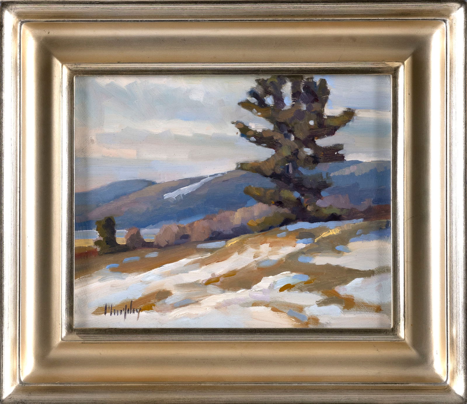 JIM MURPHY (Massachusetts, Contemporary), Wintertime, Acadia., Oil on board, 8" x 10". Framed 12.5" (1 of 2)