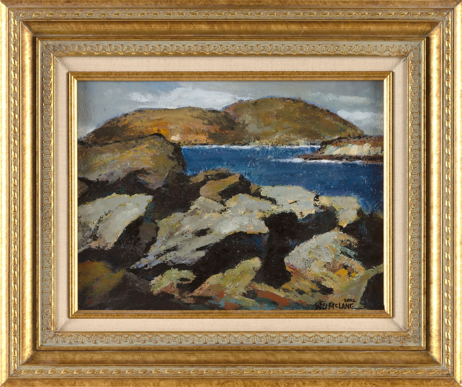 WILLIAM MCLANE (America, 1951-), "Ma?ana From Monhegan"., Oil on board, 9" x 12". Framed 14" x (1 of 2)