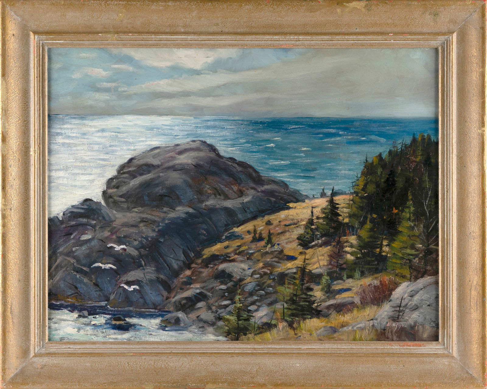 EARLE A. TITUS (Massachusetts/New Hampshire, 1895-1962), "Gull Rock, Monhegan Is., Maine"., Oil on (1 of 2)