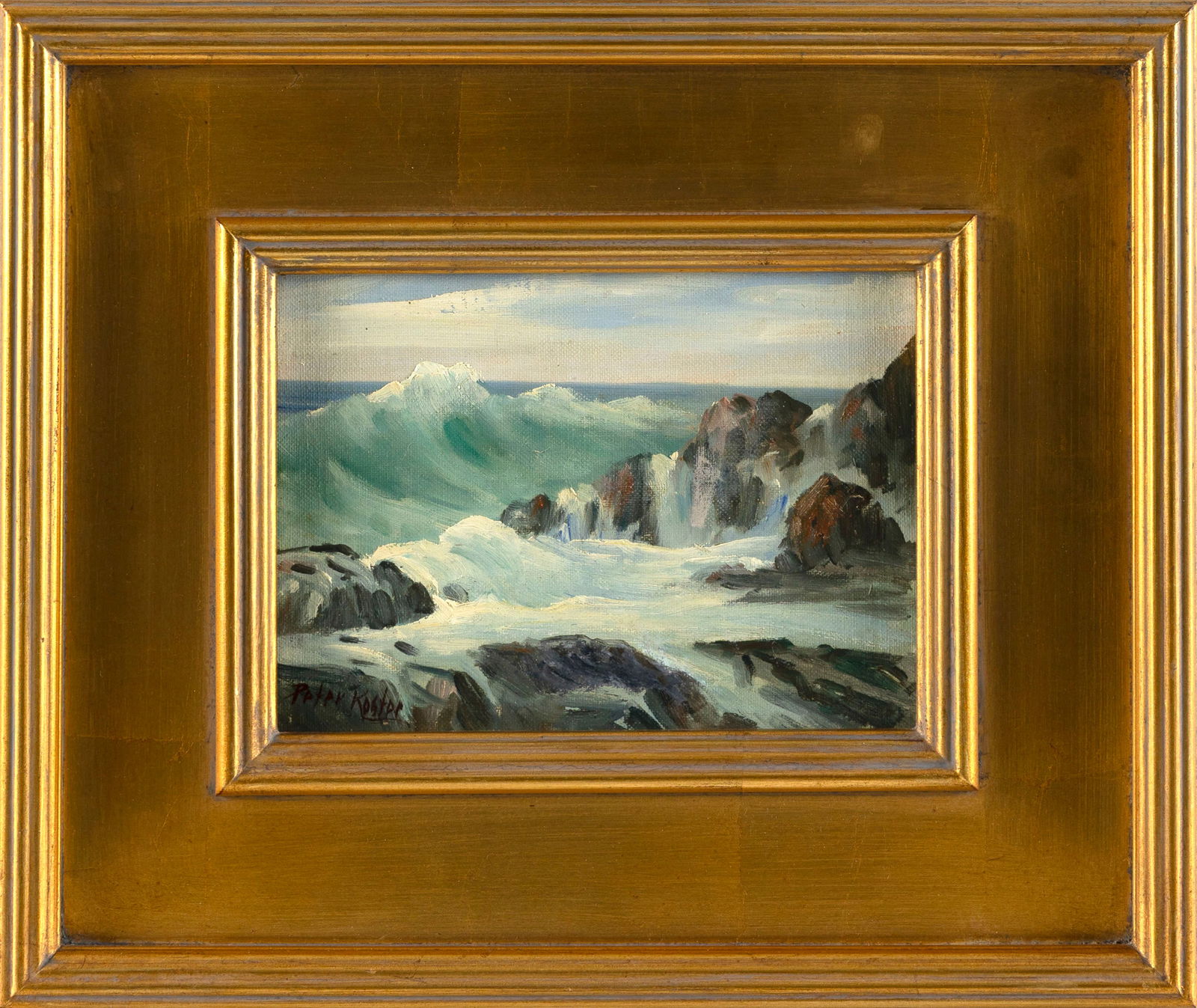 PETER KOSTER (Massachusetts/Florida, 1891-1978), "Surf at Bass Rocks"., Oil on board, 6" x 8". (1 of 2)