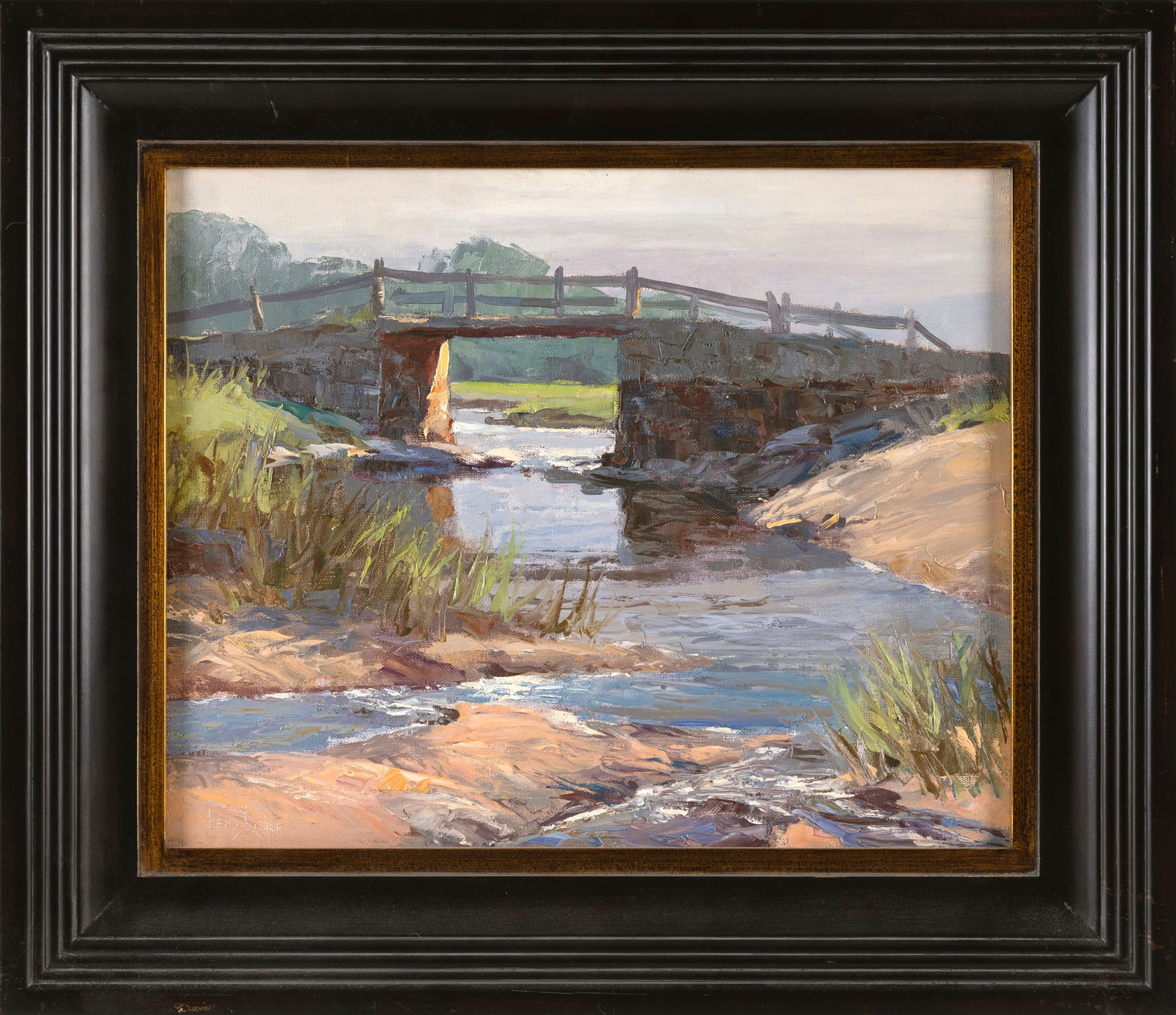 KEN GORE (Massachusetts/Illinois, 1911-1990), Stone bridge., Oil on board, 16" x 20". Framed 23" x (1 of 2)