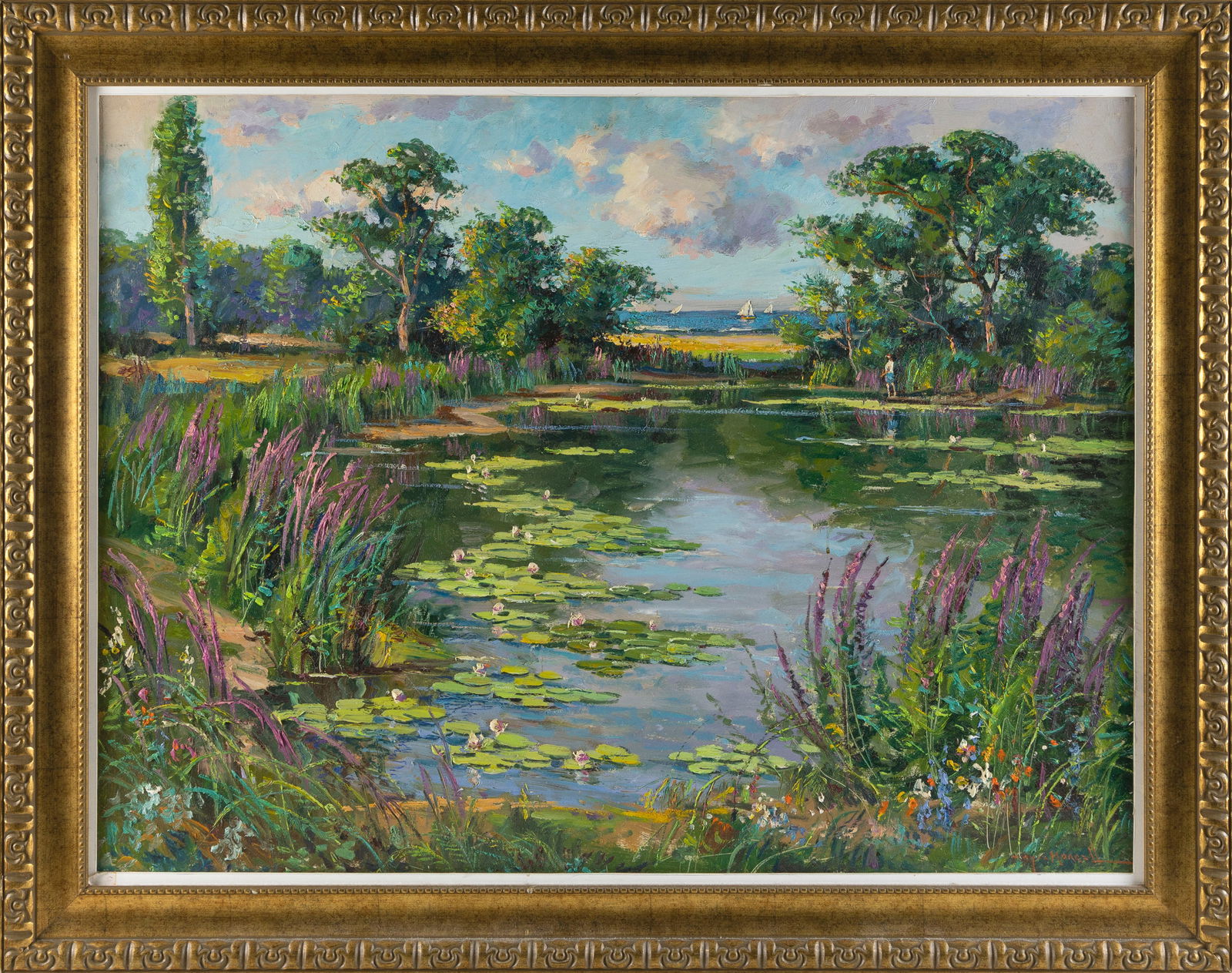 WAYNE BEAM MORRELL (Massachusetts/New Jersey, 1923-2013), "Lily Pond [...] Ipswich, Mass"., Oil on (1 of 2)