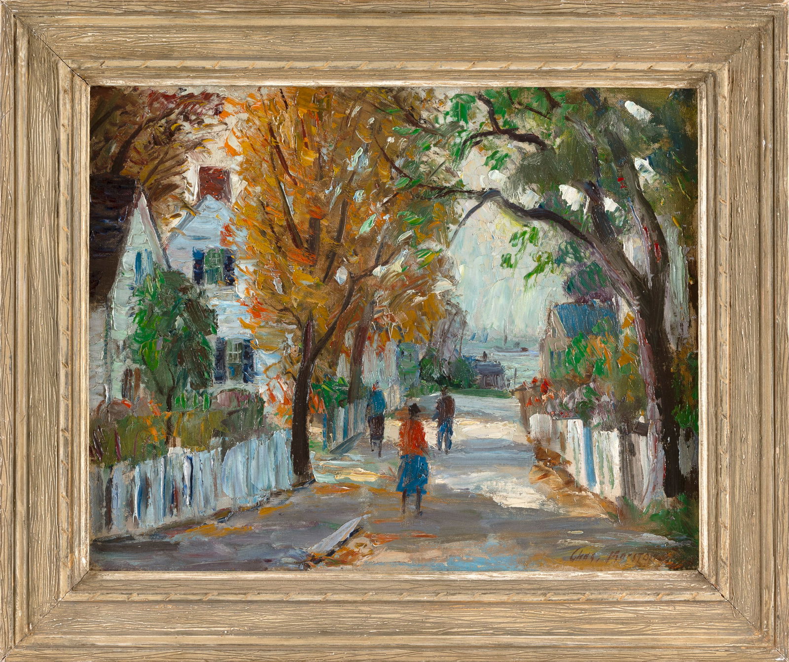 CHARLES GORDON MARSTON (Massachusetts, 1898-1980), "Street in Annisquam"., Oil on canvas board, 16" (1 of 2)