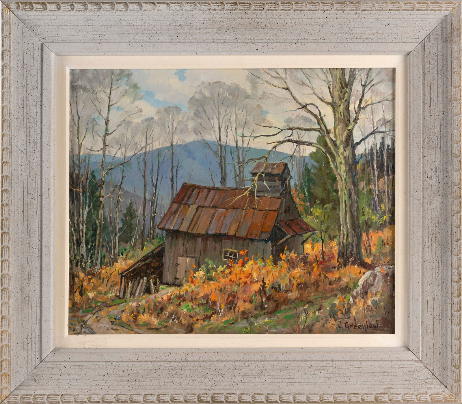 JACOB I. GREENLEAF (Massachusetts, 1887-1968), "Vt. Sugar House"., Oil on canvas, 16" x 20". Framed (1 of 2)