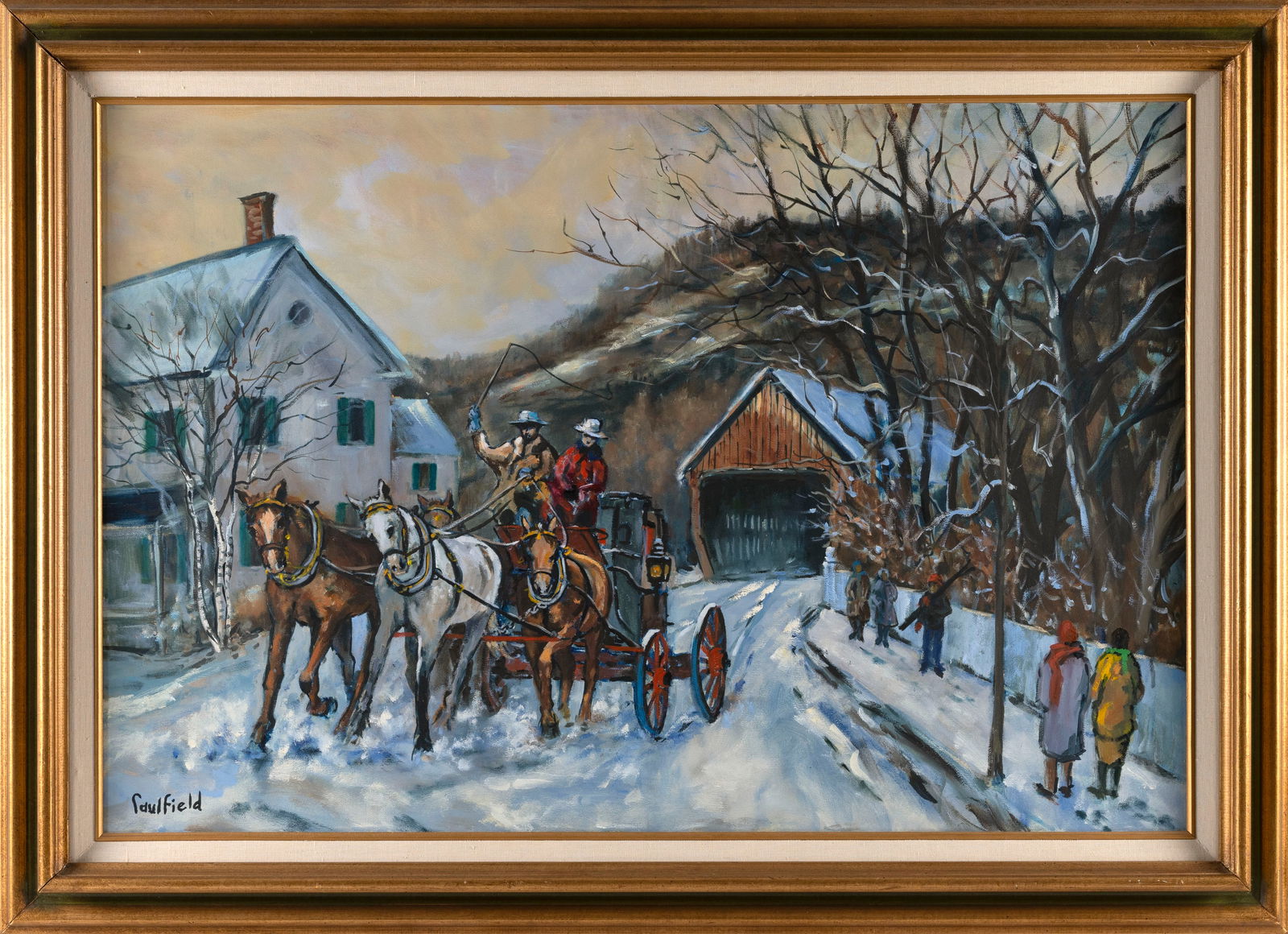 ROBERT O. CAULFIELD (Vermont/Massachusetts, 1930-2025), "Thru the Bridge"., Oil on canvas, 24" x (1 of 2)