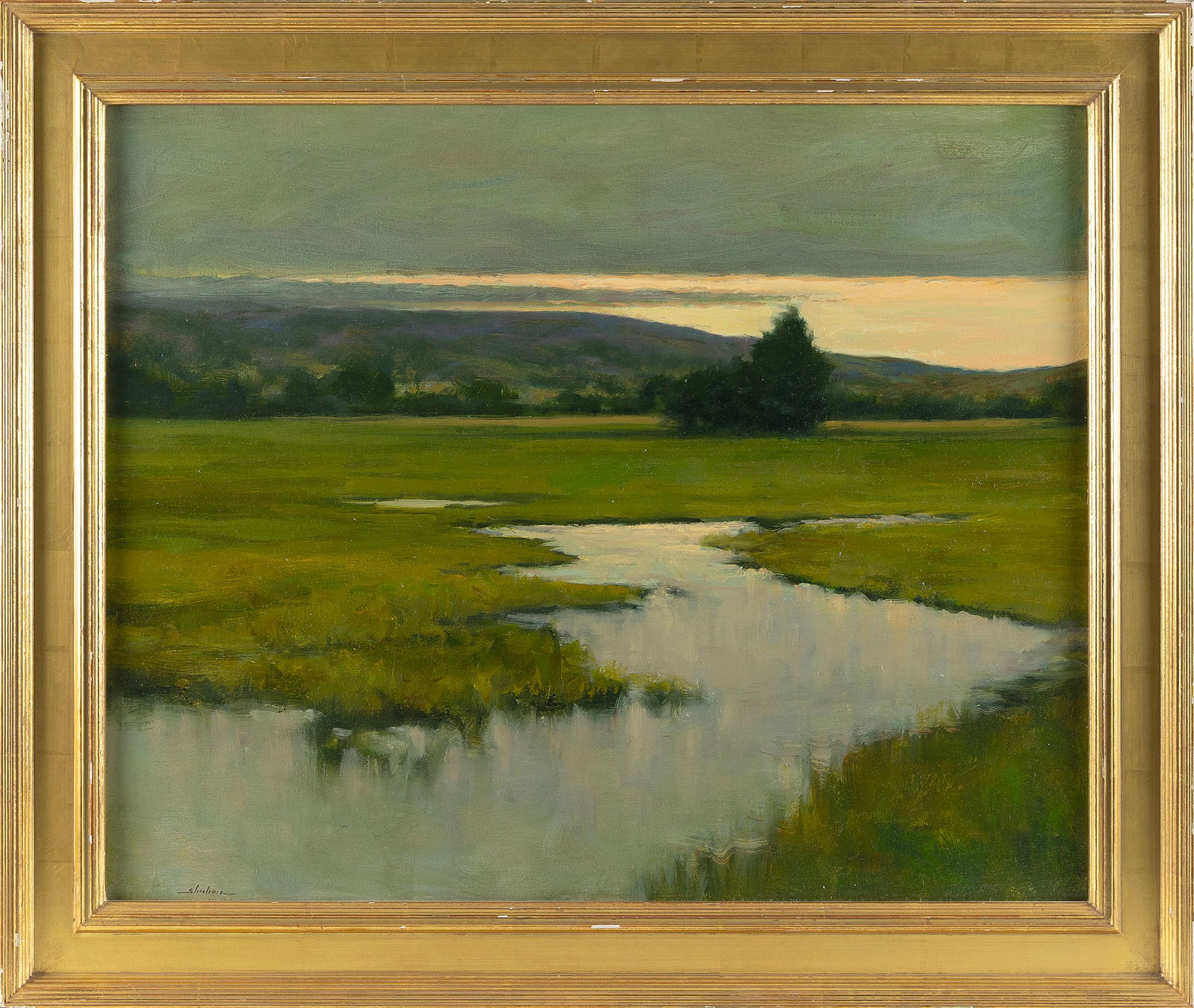 DENNIS SHEEHAN (New Hampshire/Massachusetts, 1950-), "Across the Marsh"., Oil on canvas, 24" x 30". (1 of 2)